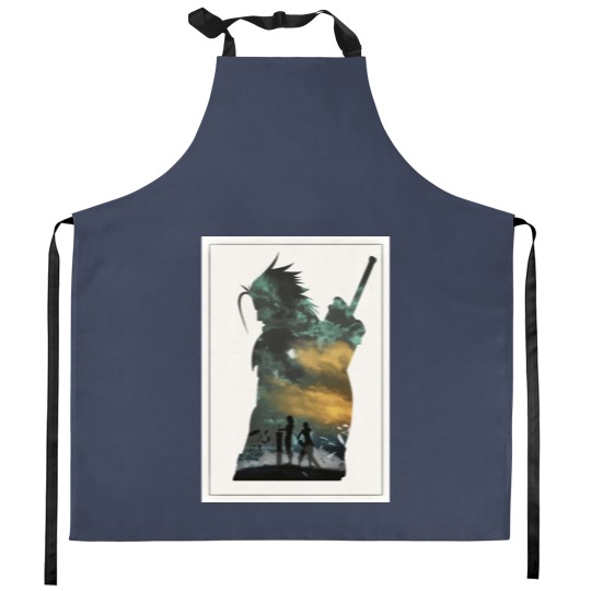 Discover Final Fantasy 7 VII Zack and Cloud Minimalist Art Kitchen Aprons