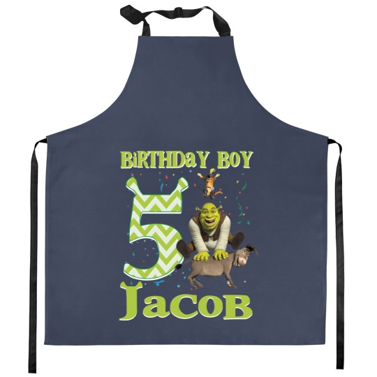 Discover Shrek Birthday Kitchen Aprons, Green Ogre Cartoon Custom Personalized Boy Girl Birthday Kitchen Aprons