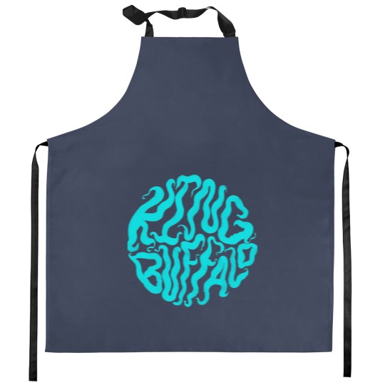 Discover King Buffalo, black and blue Kitchen Aprons