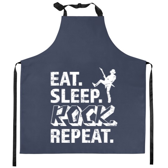 Discover Eat Sleep Rock Repeat Metal Music Rocker Headbanger Kitchen Aprons