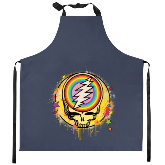 Discover Grateful Colorful Dead Skull Kitchen Aprons