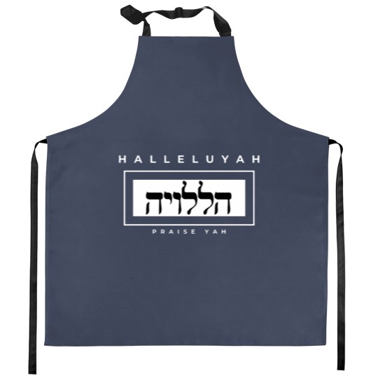 Discover HalleluYAH written in Hebrew and English Kitchen Aprons