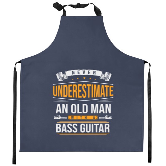 Discover Never Underestimate An Old Man With A Bass Guitar Kitchen Aprons