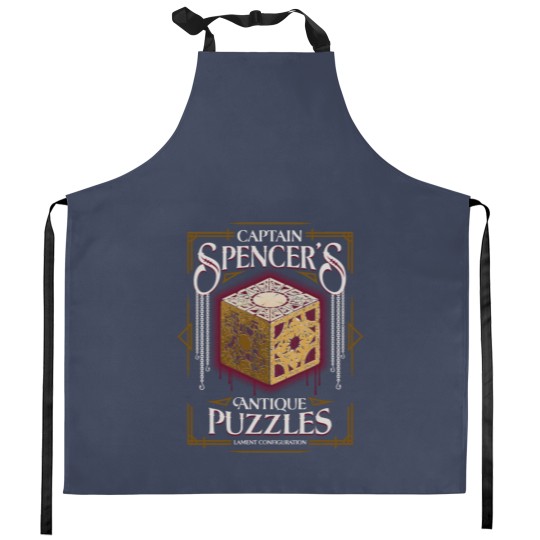 Discover Captain Spencer's Antique Puzzles - Vintage Horror - Hellraiser Kitchen Aprons