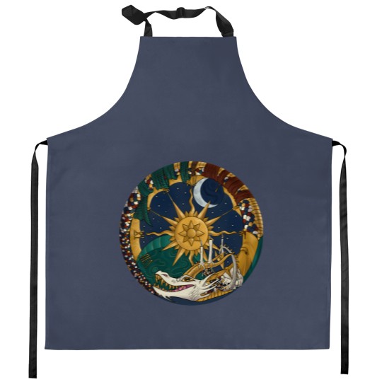 Discover Wheel Of Time Kitchen Aprons