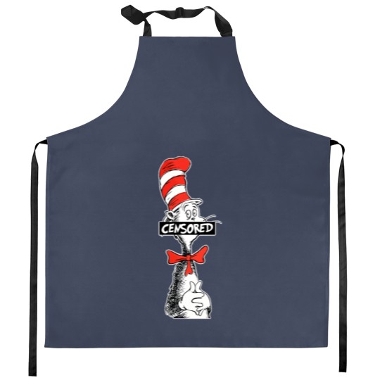 Discover Seuss Geisel  CENSORED Cat in stovepipe hat Kitchen Aprons