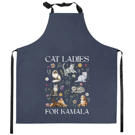 Discover Cat Ladies For Kamala Kitchen Aprons, Kamala Harris 2024 President Kitchen Aprons