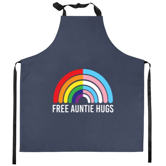 Discover Free Auntie Hugs Rainbow Transgender Flag LGBTQ Gay Pride Kitchen Aprons