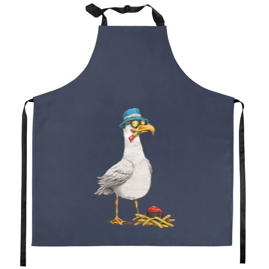 Discover Seagull with fries Kitchen Aprons