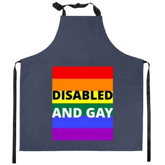 Discover Disabled  And Gay On Rainbow Background Kitchen Aprons