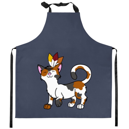 Discover Thanksgiving Calico Cat with Indian Headdress Perfect Gift Kitchen Aprons