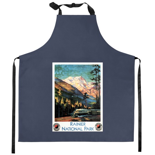 Discover Rainier National Park Old Railway Northern Pacific Kitchen Aprons
