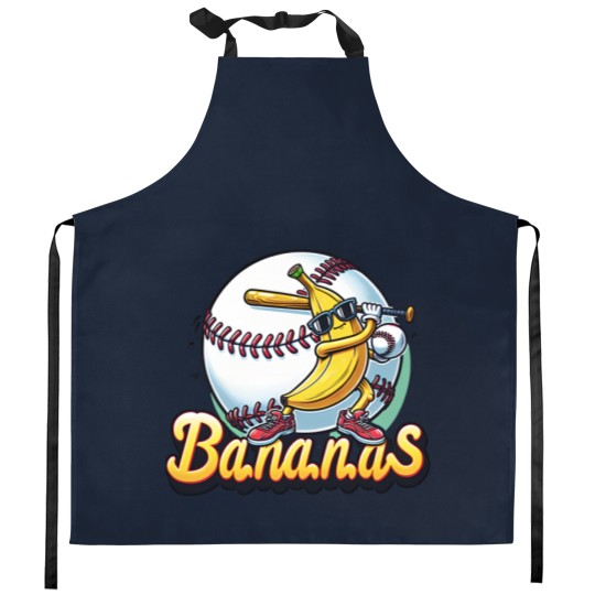 Discover Let's Go Bananas Baseball Kitchen Aprons, Sports Team Mascot Kitchen Aprons