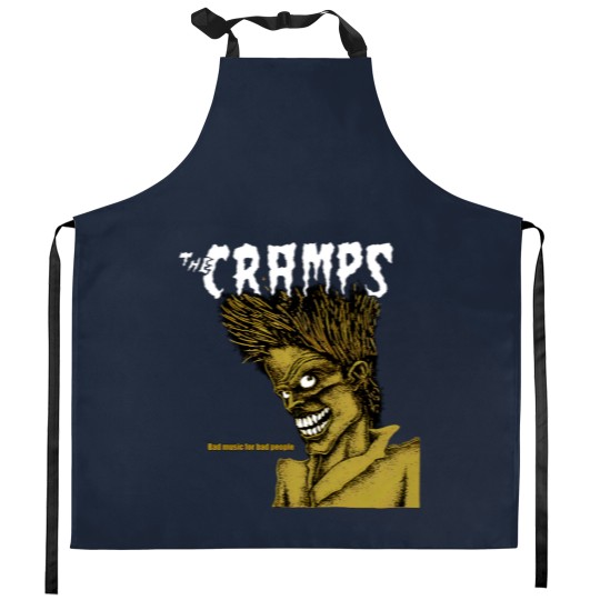 Discover The Cramps Unisex Kitchen Aprons: Bad Music For Bad People (Black)
