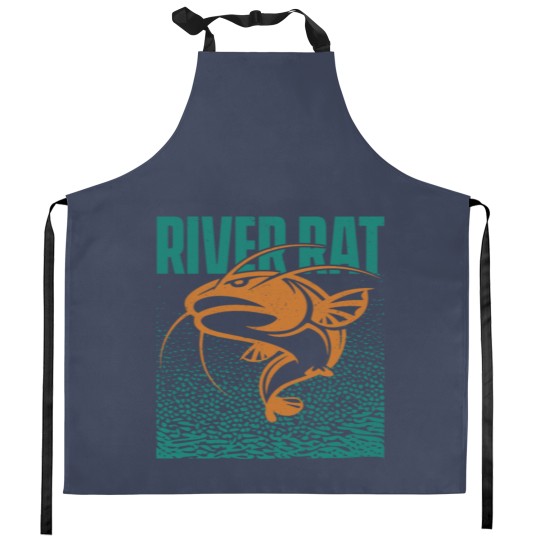Discover Freshwater Catfish Fishing Kitchen Aprons