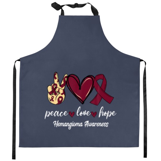 Discover Peace Love Cure Hemangioma Burgundy Ribbon Awarene Kitchen Aprons