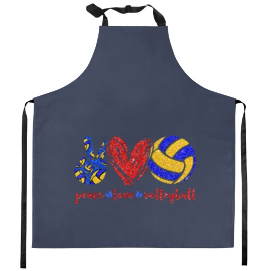 Discover Volleyball Peace Love Kitchen Apron
