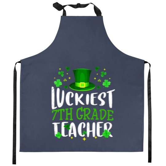 Discover Luckiest 7Th Grade Teacher St Patricks Day Leprech Kitchen Aprons