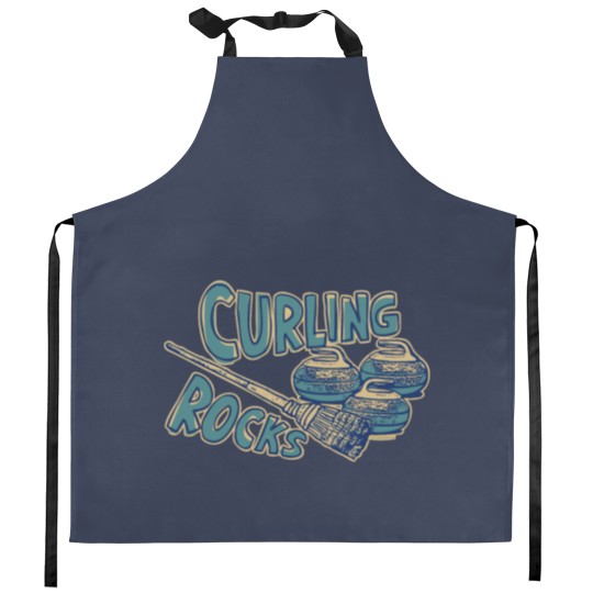 Discover Vintage Curling Rocks Kitchen Aprons