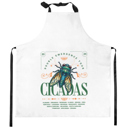 Discover Cicada 2024 Summer Tour  Kitchen Aprons, Funny Double Emergence Unisex Cicada Kitchen Aprons