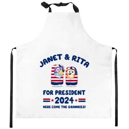 Discover Janet and Rita For President 2024 Election Kitchen Aprons, BlueyDad Lovers Kitchen Aprons