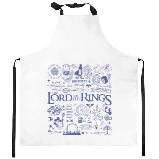 Discover The Lord of the Rings Blue Doodle Kitchen Aprons, Aragorn Gandalf Frodo Baggins Kitchen Aprons