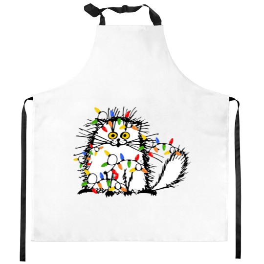 Discover Christmas Funny Cat Kitchen Aprons, Funny Cat Kitchen Aprons