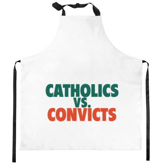 Discover Catholics Vs. Convicts Retro 1988 Football Game Kitchen Aprons