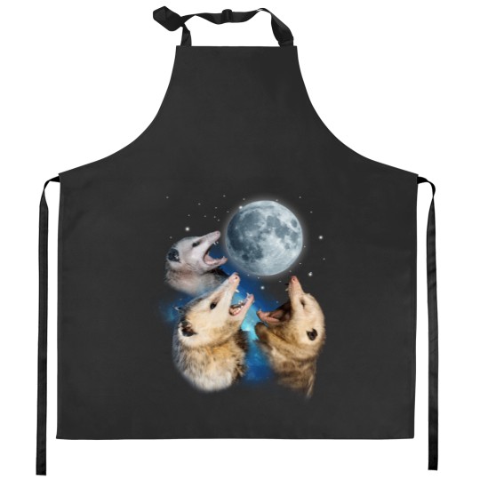 Discover Three Possum Howling At Moon - Funny Opossum Lovers Costume Kitchen Aprons