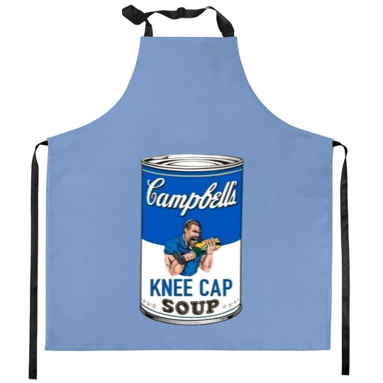 Discover Campbell's Kneecap Soup Graphic Kitchen Aprons, Dan Campbell's Kneecap Soup Graphic