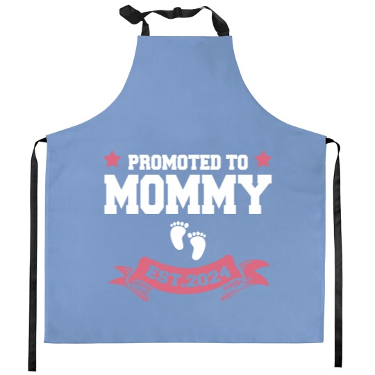 Discover Promoted To Mommy 2024 New Mom Pregnancy Announcement Funny Classic Kitchen Aprons