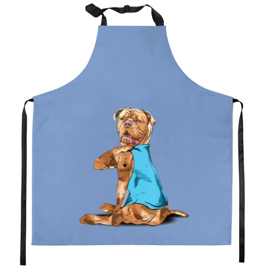 Discover Funny dogue de bordeaux Dog I Love Mom Tattoo Kitchen Aprons