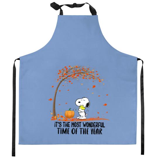 Discover Fall Snoopy Dog Kitchen Aprons, Thanksgiving Snoopy Dog Kitchen Aprons