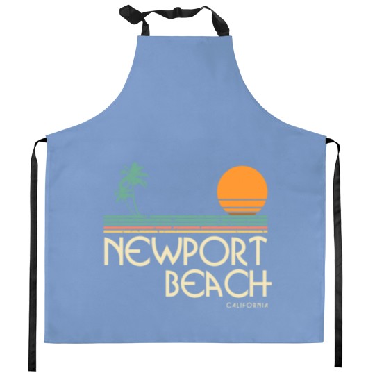 Discover Vintage Newport Beach California Sunset Palms birt Kitchen Aprons