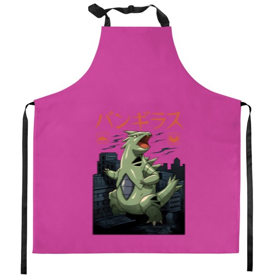 Discover Tyranitar Japanese Style Kitchen Aprons for Movie and Gaming Enthusiasts