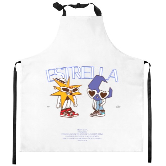 Discover MORA Merch Estrella Album Tracklist Back Design Kitchen Aprons Mora Graphic Kitchen Aprons
