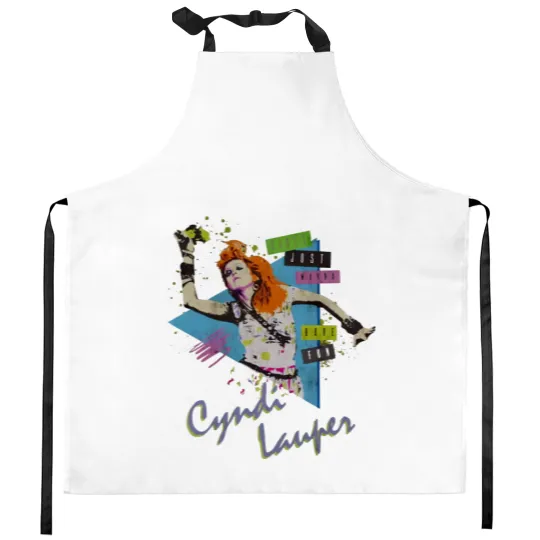 Discover Vintage Cyndi Lauper Girls Just Wanna Have Fun Kitchen Aprons 80S Music Kitchen Aprons