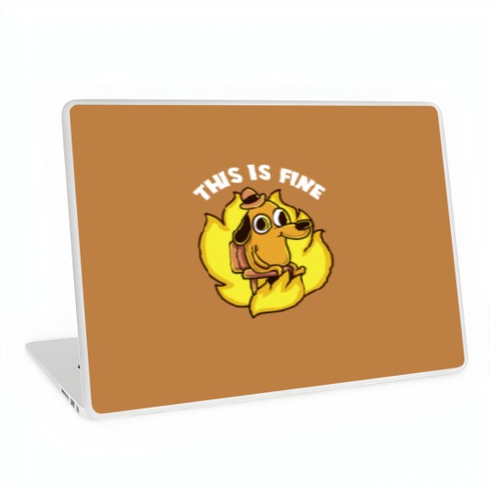 Discover This Is Fine Internet Meme Laptop Skins