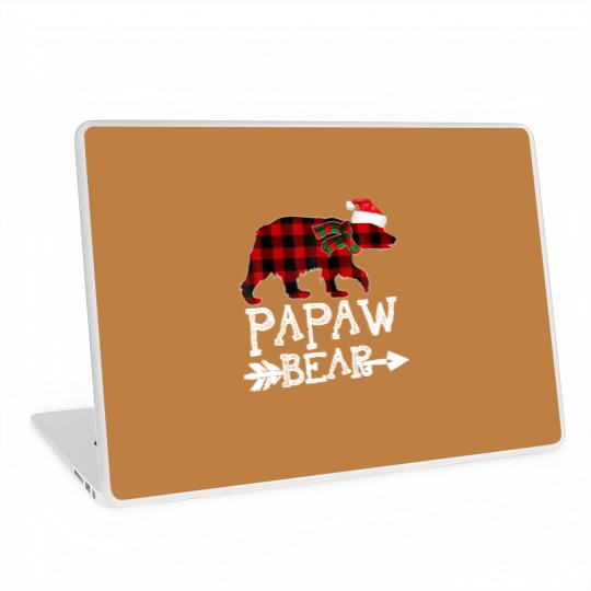 Discover Papaw Bear Christmas Xmas Pajama Red Plaid Buffalo Laptop Skins