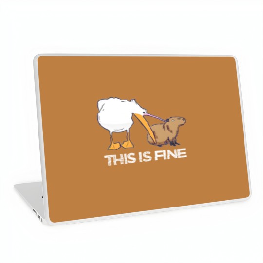 Discover This is fine Meme funny Capybara dog Pelican Nihilism Joke Laptop Skins