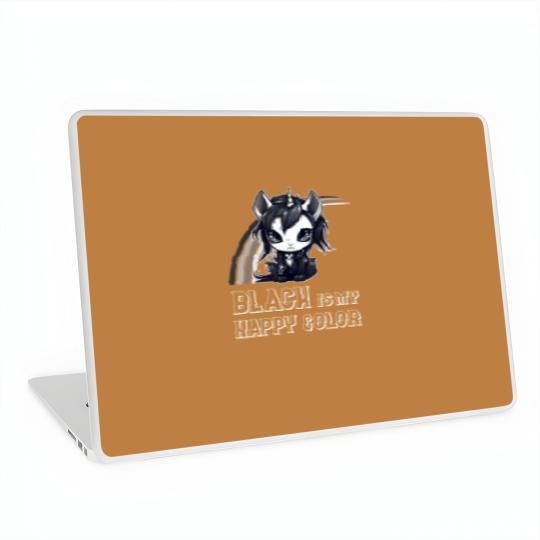 Discover black is my happy color goth girl emo gothic unicorn Laptop Skins