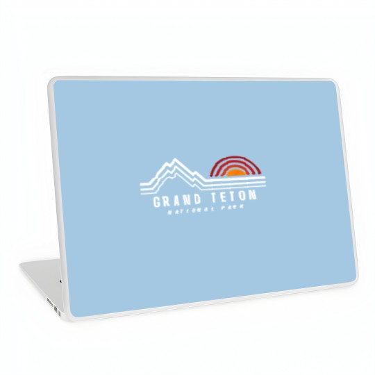 Discover Grand Teton National Park Vintage Mountain Sunset Retro Gift Laptop Skins