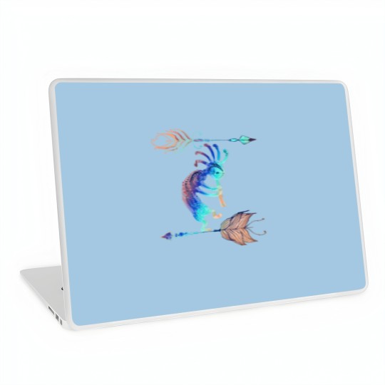 Discover Native American Kokopelli With Two Feathers 2 Laptop Skins