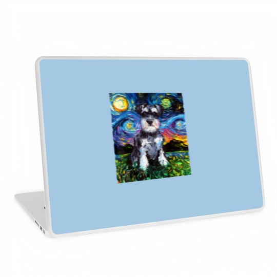 Discover Schnauzer Starry Night Impressionist Dog Art by Aja Laptop Skins