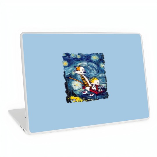 Discover Calvin And Hobbes Starry Night T-Shrit Laptop Skins