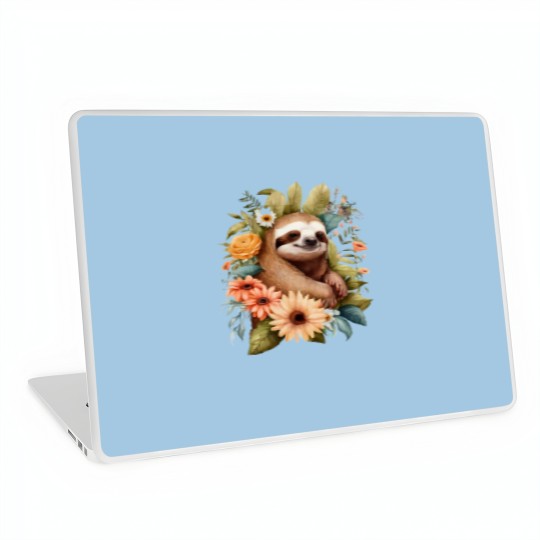 Discover Floral Sloth Graphic Laptop Skins