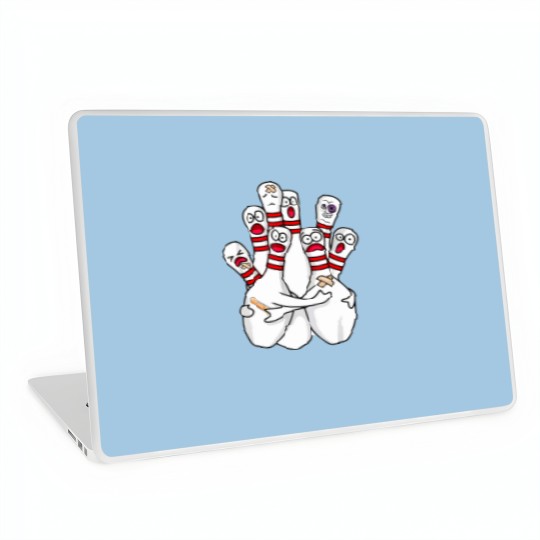 Discover Cartoon Bowling Scared Bowling Pins Funny Sport Bowler Laptop Skins