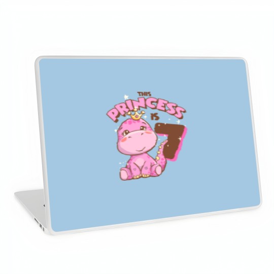 Discover Dinosaur T- Laptop Skins This Princess is 7 Girls 7th Birthday Pink Dinosaur Party T- Laptop Skins