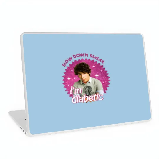 Discover Funny Nick Jonas Laptop Skins, Slow Down Sugar Im Diabetic Jonas Brothers Laptop Skins