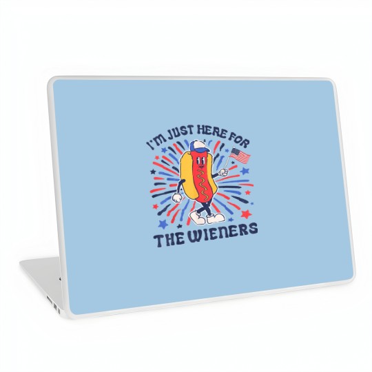 Discover I'm Just Here For The Wieners 4th of July Funny Hotdog Flag Laptop Skins
